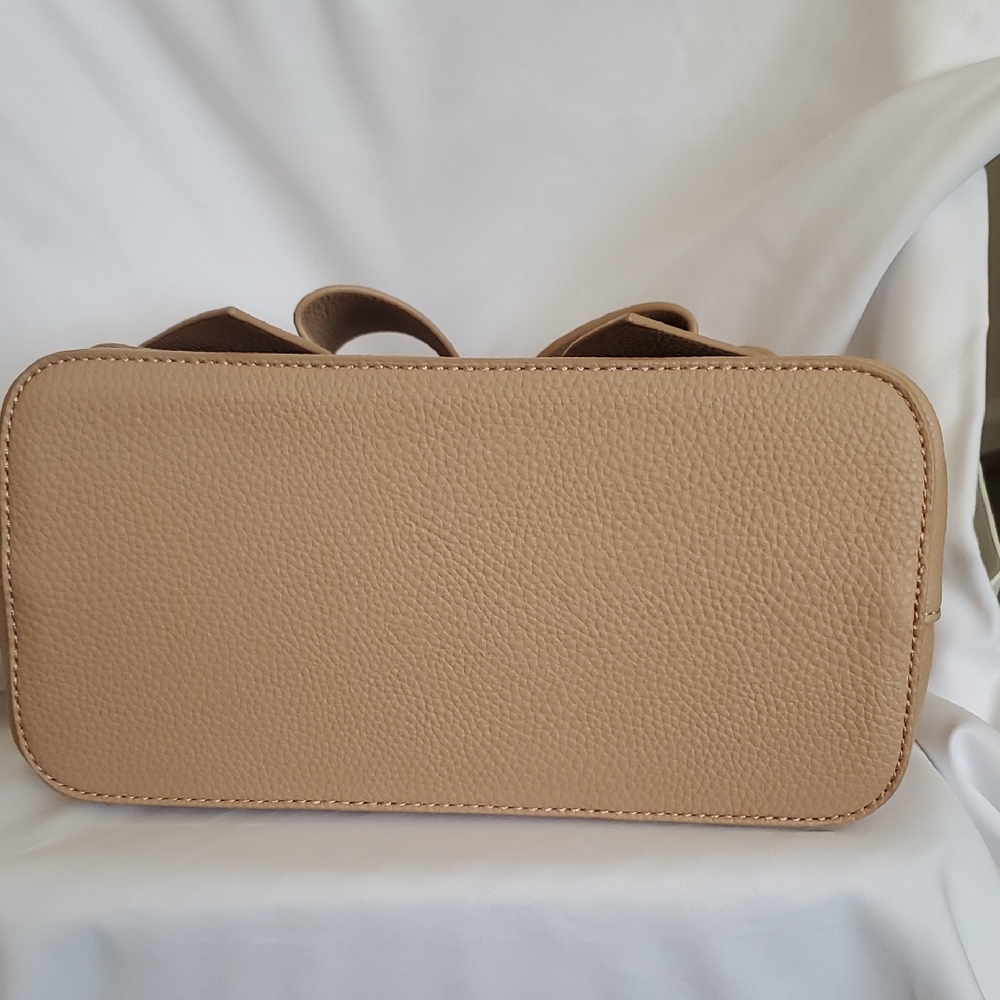 Neutral Beige Bow-Appliqué Top Handle Satchel - Picture 9 of 12